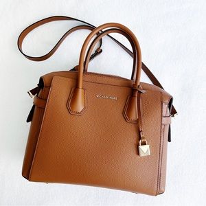 Michael Kors Luggage Mercer Belted Pebble Leather Satchel Acorn